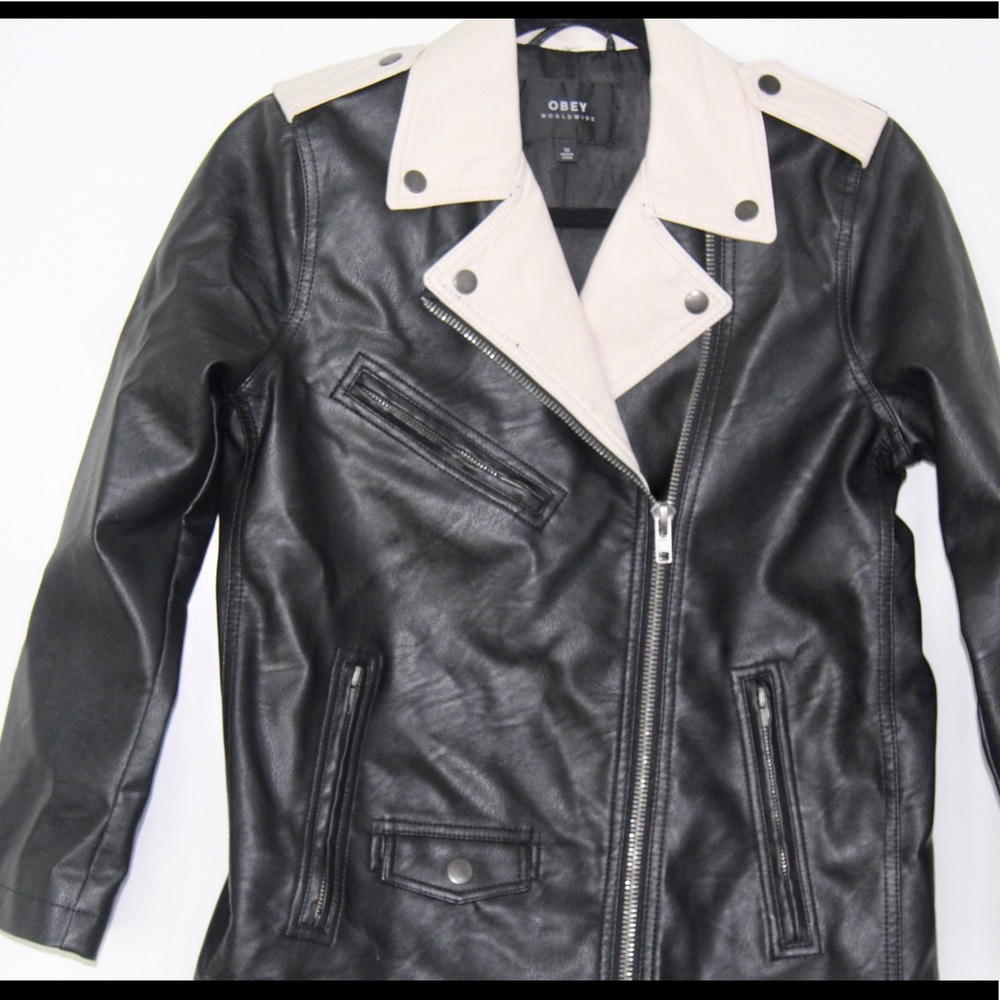 Brand new with tags Obey leather jacket